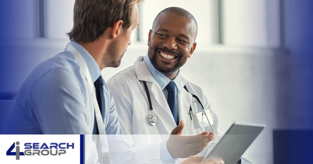 Picture of two medical professionals talking